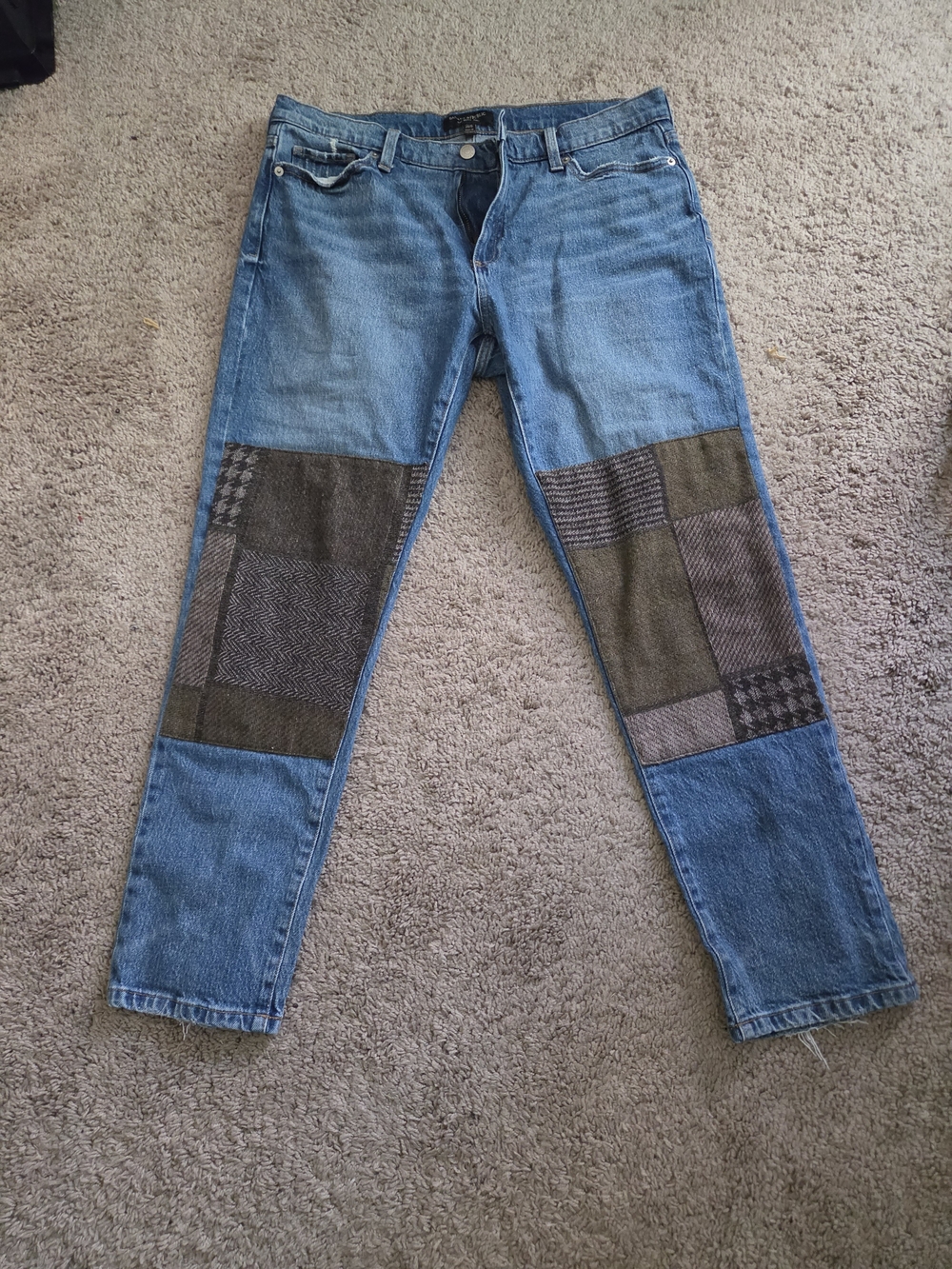 Banana Republic Blue Jeans with Olive Patch Panels